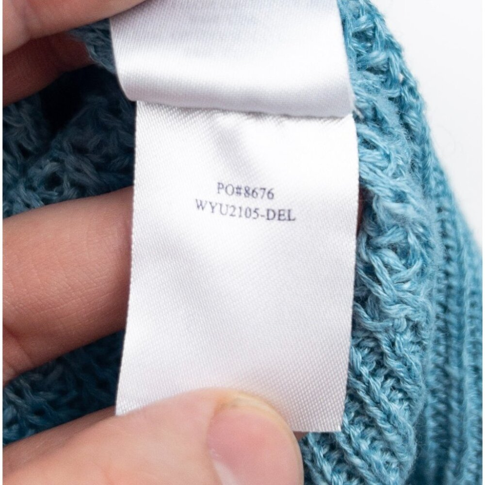 Faherty Miramar Linen Sweater Women's Small Aqua Blue Crew Neck Long Sleeve - Picture 6 of 13
